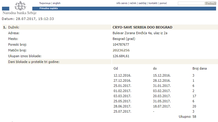 Cryo Save u blokadi Narodna Banka Srbije